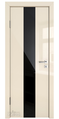 Дверь межкомнатная DO-510 Ваниль глянец/стекло Черное