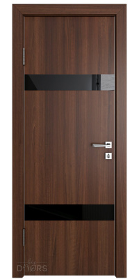 ШИ дверь DO-602 Орех тисненый/стекло Черное