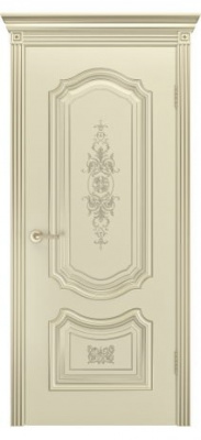 Дверь межкомнатная СОЛО R-0 В3 ДГ ШАМПАНЬ ЭМАЛЬ, ПАТИНА БЕЛОЕ ЗОЛОТО