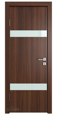 ШИ дверь DO-602 Орех тисненый/стекло Белое