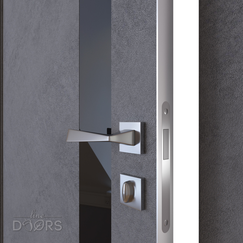 Дверь межкомнатная DO-507 Бетон темный/стекло Черное