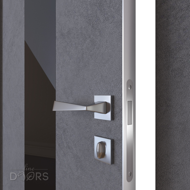 Дверь межкомнатная DO-510 Бетон темный/стекло Черное