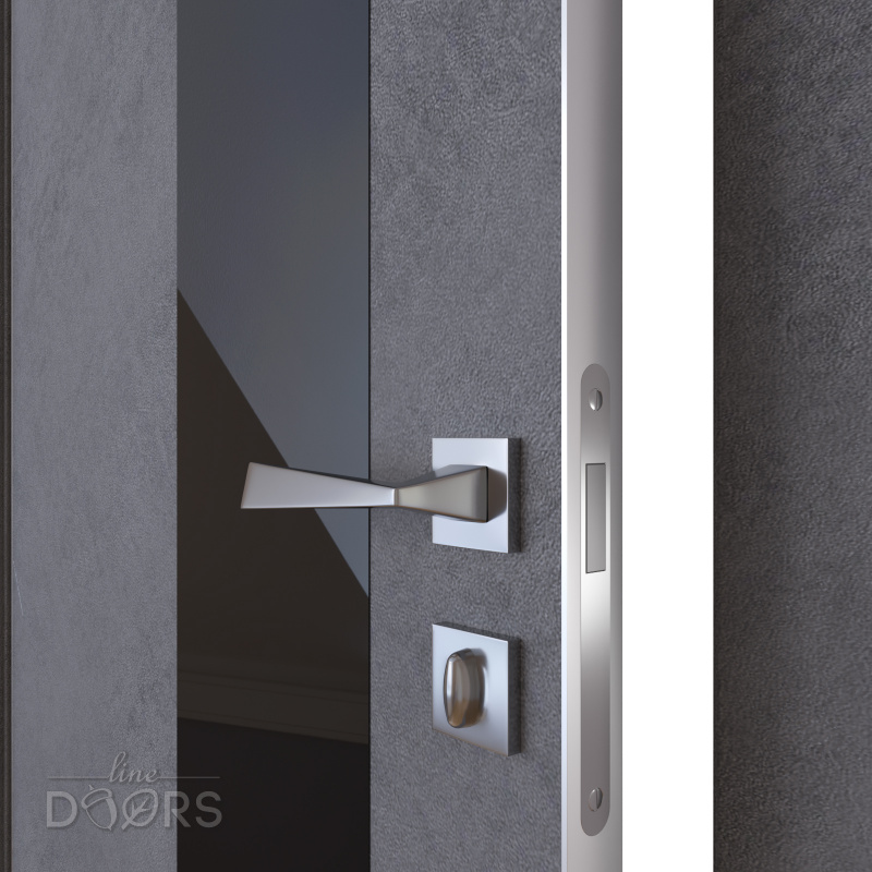 Дверь межкомнатная DO-504 Бетон темный/стекло Черное