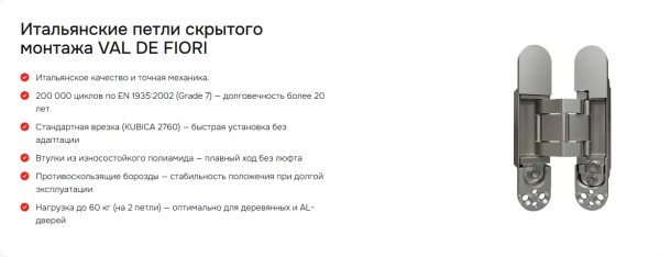  Скрытая дверь AL кромка 55мм