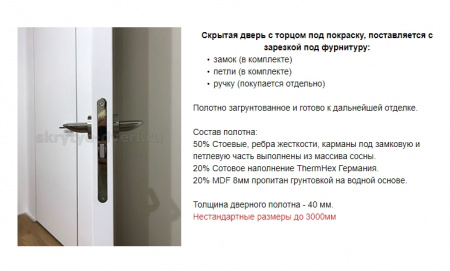 СКРЫТАЯ ДВЕРЬ - ВНЕШНЕЕ ОТКРЫВАНИЕ ТОРЕЦ ПОД ПОКРАСКУ