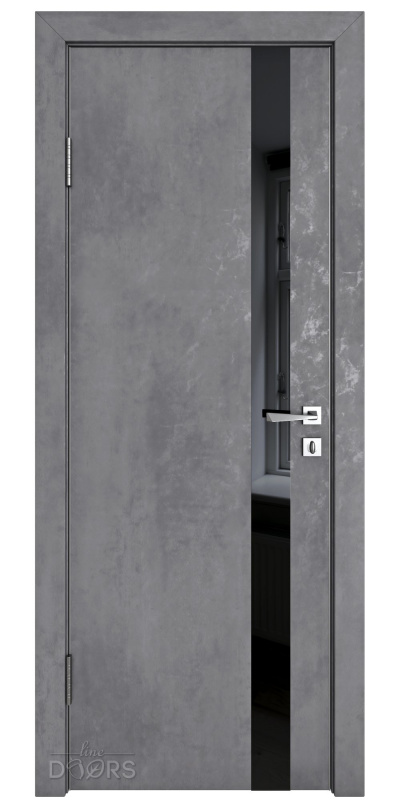 Дверь межкомнатная DO-507 Бетон темный/стекло Черное